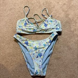 Pacsun Swim Blue Floral Bikini Set